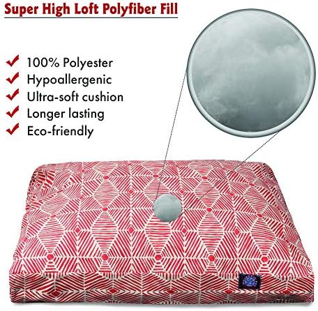 Majestic Pet Rectangular Dog Bed, Medium, 36x29x4 in, Washable, Salmon Red