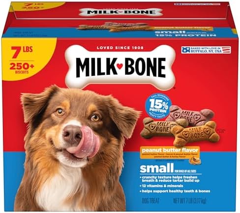Milk-Bone Peanut Butter Flavor Biscuits, Small Dog Treats, 7 Lb.