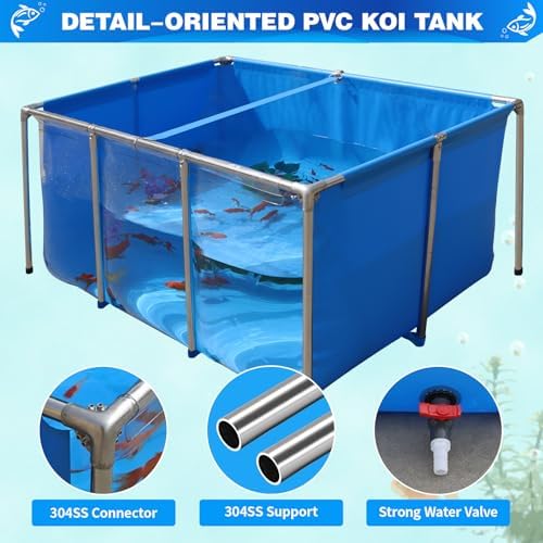 PVC Fish KOI Aquarium Tank w/ Clear View Panel(59.0"L*31.5"W*27.6"H,200Gal)