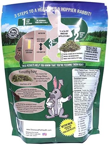 Sherwood Pet Health Adult Rabbit Food Timothy Hay Pellet 4.5 lbs. Hay-Based, Grain-Free, Soy-Free for Better Digestion