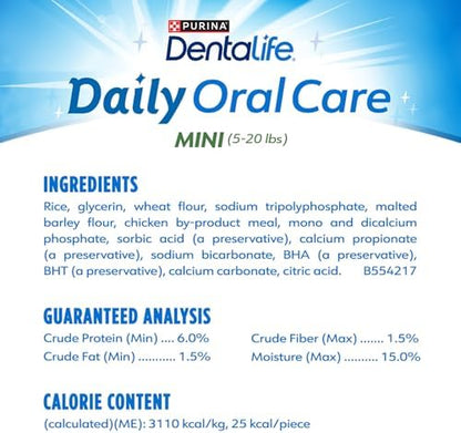 DentaLife Daily Oral Care Dog Treats for Small Dogs 5-20 lbs., Chewy Dental Treat to Freshen Breath and Fight Tartar, Chicken Flavor, 14.7 oz. each, 45 Chews each/90 Total Chews - 45 ct. Pouch