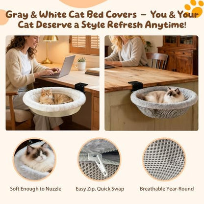 Cat Bed for Desk |2 Machine-Washable Covers |Foldable Cat Bed Desk Mount