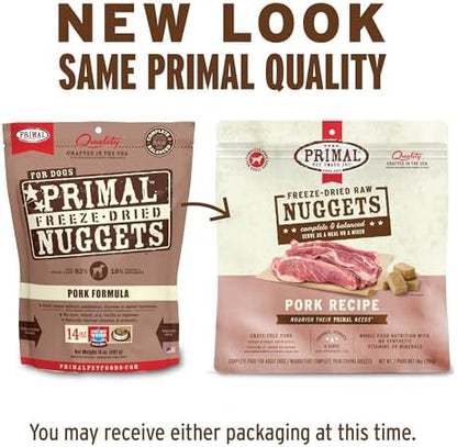 Primal Freeze Dried Raw Dog Food Nuggets, Pork, 14 oz (2 Pack)