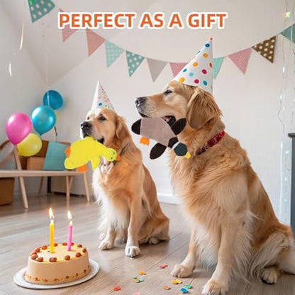 PAWCHIE Squeaky Dog Toys for Small Medium Large Dogs, No Stuffing Crinkle Puppy Toy,Soft Pet Plush Teething Toys 2 Pcs Mess-Free Interactive Chew Toy for Boredom Best Birthday Gift, Yellow & Wild Duck