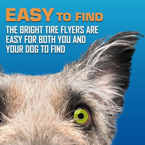 Nerf Dog Tire Flyer Dog Toy Gift Set, Flying Disc_Dog Fetch Toys, Rubber_Dog Toy for Medium_Dogs and Large Dogs, Red, Translucent Green and Translucent Blue, 10 Inch (Pack of 12)