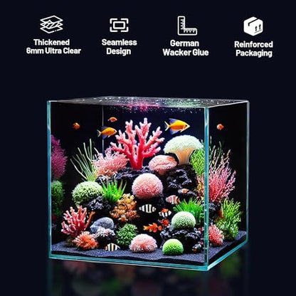 16 Gallon Rimless Aquarium, Ultra Clear Low Iron Cube Tank