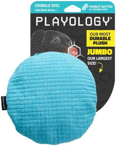 Playology Durable Plush Toy - Crinkle Disc - Jumbo, Peanut Butter Scent