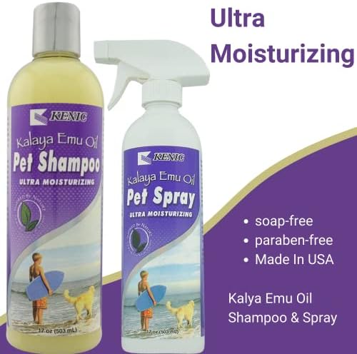 Kenic Premium Emu Oil Anti-Itch Dog & Cat Shampoo – Deep Moisture,Instant Relief for Dry, Irritated Skin, Natural Healing & Soothing Formula, Made in USA