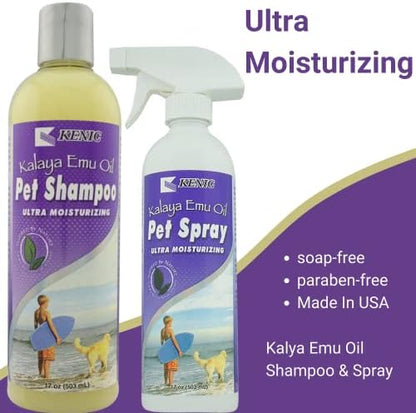 Kenic Premium Emu Oil Anti-Itch Dog & Cat Shampoo – Deep Moisture,Instant Relief for Dry, Irritated Skin, Natural Healing & Soothing Formula, Made in USA