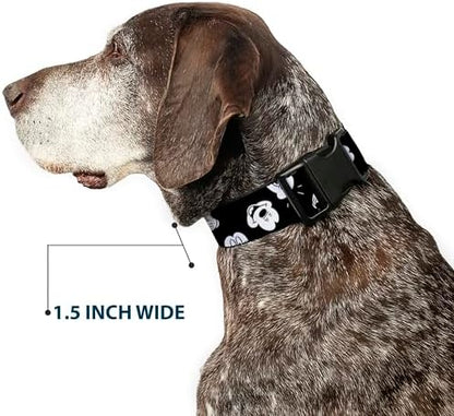 Buckle-Down Plastic Clip Collar - Mickey Mouse Expressions Scattered Black/White - 1" Wide - Fits 11-17" Neck - Medium