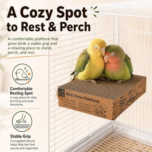Agape Shreddable Bird Cardboard Platform, Natural Parrot Chew Toy and Perch