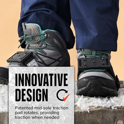 K1 Mid-Sole Ice Cleats for Men & Women - Rotatable Traction Aids For Winter Snow - Low Profile - Black