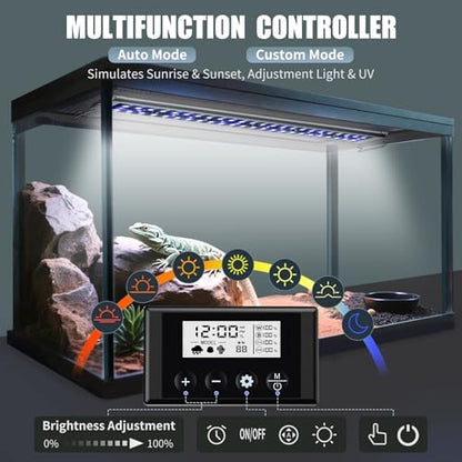 8-Inch UVA UVB Light for Reptiles with Controller, Full Spectrum