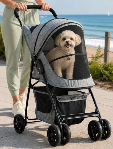 Pet Gear Happy Trails Pet Stroller, Light Sand