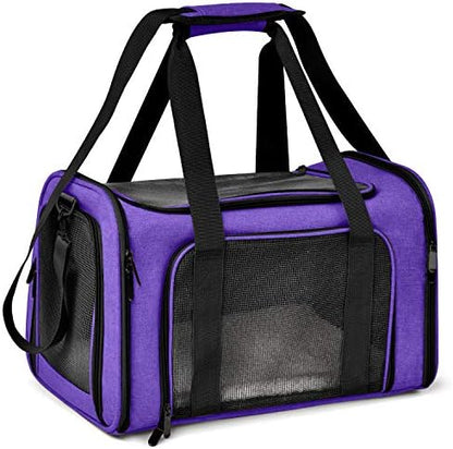 Henkelion Pet Carrier for Small Medium Cats Dogs Puppies up to 15 Lbs, Airline Approved Small Dog Carrier Soft Sided, Collapsible Travel Puppy Carrier - Purple