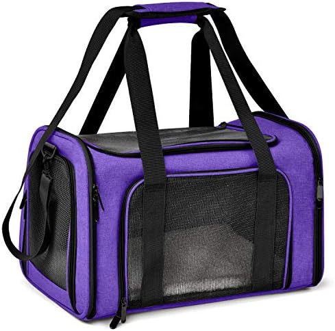 Henkelion Pet Carrier for Small Medium Cats Dogs Puppies up to 15 Lbs, Airline Approved Small Dog Carrier Soft Sided, Collapsible Travel Puppy Carrier - Purple