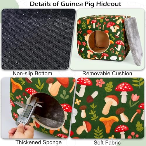 Bienbee Guinea Pig Hideout, Washable Plush House for Small Animals