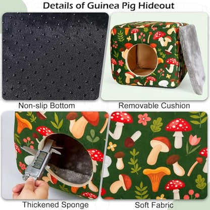 Bienbee Guinea Pig Hideout, Washable Plush House for Small Animals