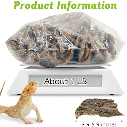 Reptile Cork Bark 1.5 Lb Flat Cork Wood for Terrarium Small Tree Bark Pieces 3.9-5.9in Natural Bulk Cork Bedding Tank Substrate for Bearded Dragon Snake Spiders Geckos Tortoise Hermit Crabs
