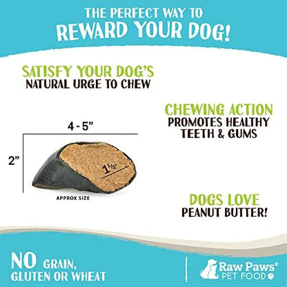 Raw Paws Filled Cows Hooves for Dogs - Peanut Butter, (5-Count) - Cow Hoofs