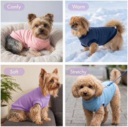 2 Pack Dog Shirt for Small Supplies Functional Waffle Dog Clothes Warm Soft Sweatshirt Outfit for Dogs Cats Pet Apparel
