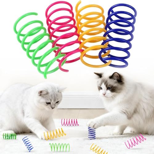 Cat Toy Springs - 80 Pack Colorful Spring Toys for Cats, Bouncy Plastic Cat Spring Toy, Interactive Springs Cat Toys & Cat Toys for Indoor Cats