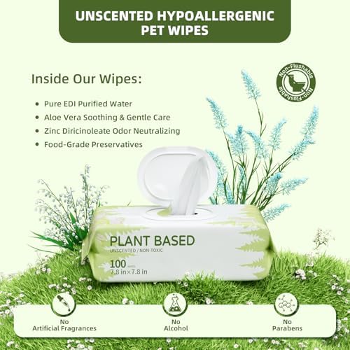 IMMHABI 600 Count Dog Wipes, Unscented Plant-Based Hypoallergenic Pet Wipes for Paws, Butt, and Anal Gland Care, Cleansing & Deodorizing for Puppies and Cats