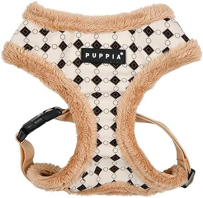 Puppia Jace Dog Harness Over-The-Head Warm Winter Diamond Pattern Adjustable Chest for Small and Medium Dog, Beige, Large