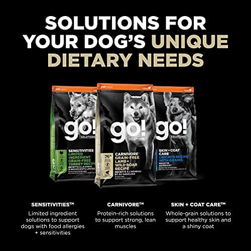 Go! Solutions Carnivore Lamb + Wild Boar Grain-Free Dry Dog Food, Our Highest-Protein Kibble Made with Real Meat, Pumpkin & Probiotics for Good Digestion, for Puppies, Adults & Seniors, 22 lb Bag