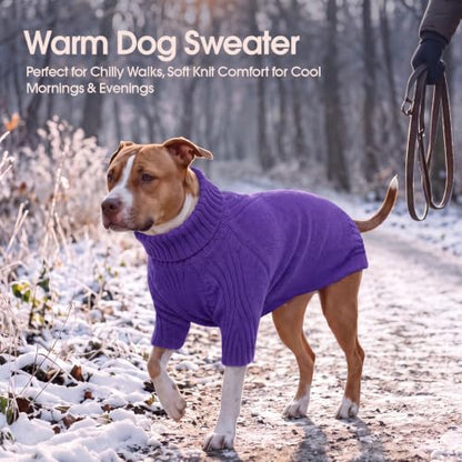 IECOii XXL Dog Sweater,Thermal Knit Turtleneck Big Dog Sweater with Sleeve