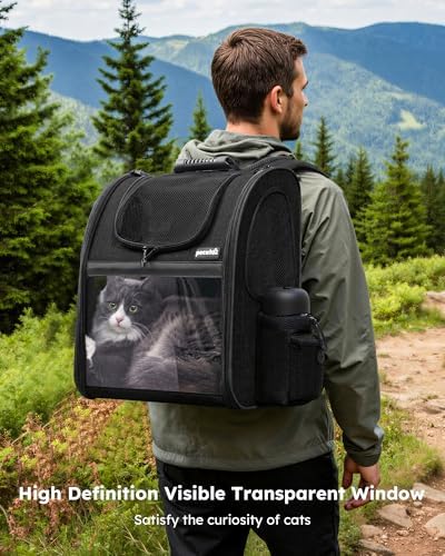 pecute Cat Backpack Expandable, Cat Backpack for Cat with Acrylic Window