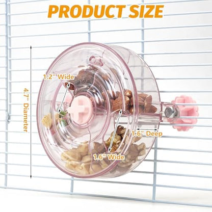 VCEPJH Rat Foraging Toy Interactive Slow Feeder with Transparent Rotating Treat Dispenser Wheel for Enrichment Activities Pet Rat Cage Accessories Ideal for Syrian Hamster Gerbil Mice (Pink)