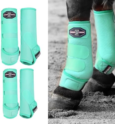 Harrison Howard Splint Boots for Horses 4 Pack, Front & Hind Horse Sport Boots with Neoprene Leg Protection