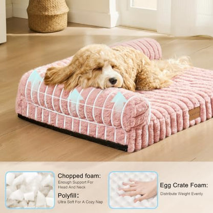 Orthopedic Large Dog Bed Furry Pet Bed, Washable Cover 42''X28''