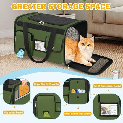 HUANLANG Large Cat Carrier Soft Sided Travel Pet Carrier Airline Approved