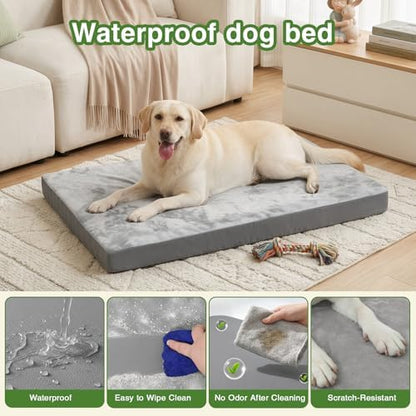 Waterproof Large Dog Bed, Washable Outdoor XL Pet Foam Pad 44x32 Anti-Slip