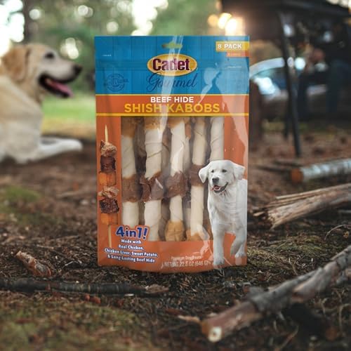 Cadet Gourmet X-Large Beef Hide Shish Kabobs Dog Chews, 2 Count, 10"