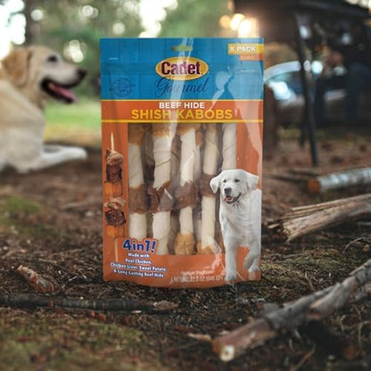 Cadet Gourmet X-Large Beef Hide Shish Kabobs Dog Chews, 4 Count, 10"
