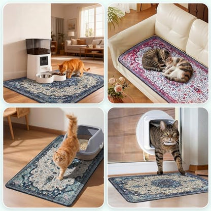 Hompet Cat Litter Mat 2 Pack, 24x36 Large Machine Washable Trapping Mats for Cats, Super Absorbent & Urine-Proof Cat Litter Box Mat for Floor, Waterproof & Non Slip Kitty Litter Rug