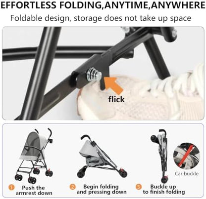 Cat Stroller Foldable Lightweight for Small Dogs Cats 0-15 lbs,Gray