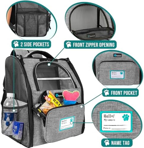 PetAmi Dog Backpack Carrier Airline Approved Cat Pet Puppy Bag, Grey