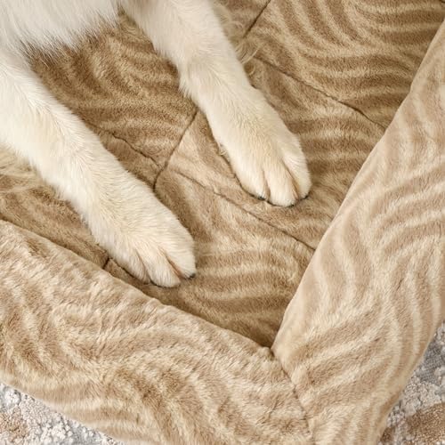 MidWest Homes for Pets QuiteTime Deluxe Wave Bolster Bed for Intermediate Dogs; Easily Machine Wash and Dry; Tan; 36"; 40236-WVTN