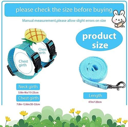 4 Sets Adjustable Bunny Rabbit Harness and Leash Set Small Pet Cute Vest Harness Leash Ferret Harness Guinea Pig Harness Ferret Leash with Decorations for Bunny Kitten Puppy, Small Pets