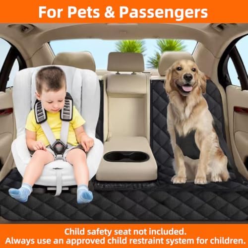 Bark Lover Dog Car Seat Cover for Back Seat, Upgraded Thickened Matte Fabric, Waterproof Car Seat Protector, Non-Slip Backseat Cover for Dogs in Car, Armrest Compatible, Fits Most Cars SUVs & Trucks