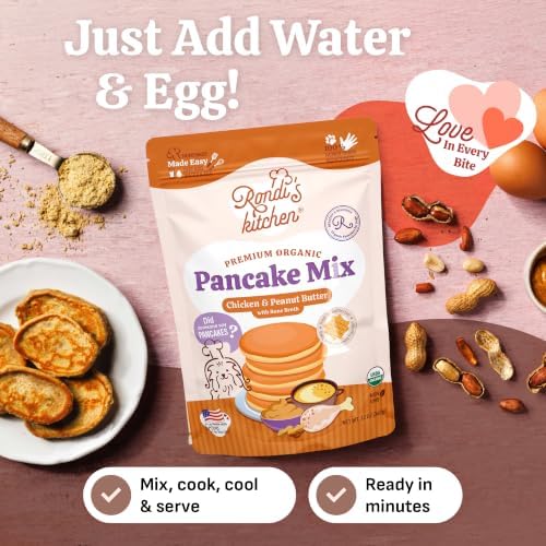 Rondi's Kitchen Organic Dog Pancake Mix, Chicken & Peanut Butter, Bone Broth