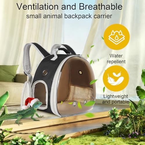 Guinea Pig Carrier, Guinea Pig Backpack with Clear Bubble Window (Black-Polarize, Backpack)
