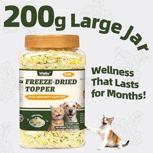Wellix Freeze Dried Dog and Cat Food Toppers with Kale & Egg Yolk, 7.05oz