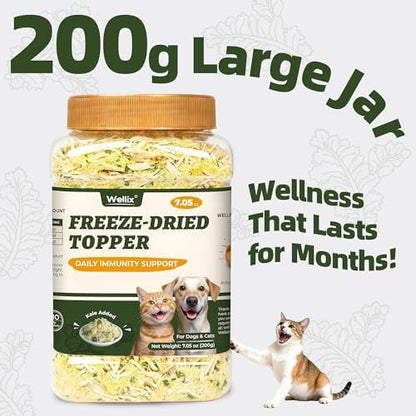 Wellix Freeze Dried Dog and Cat Food Toppers with Kale & Egg Yolk, 7.05oz