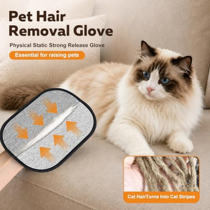 Electrostatic Pet Hair Removal Glove Cat & Dog, Reusable Pet Hair Glove