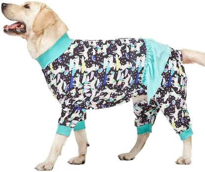 LovinPet Large Giant Dog Pajamas, Unicorns in Space Black Print, M